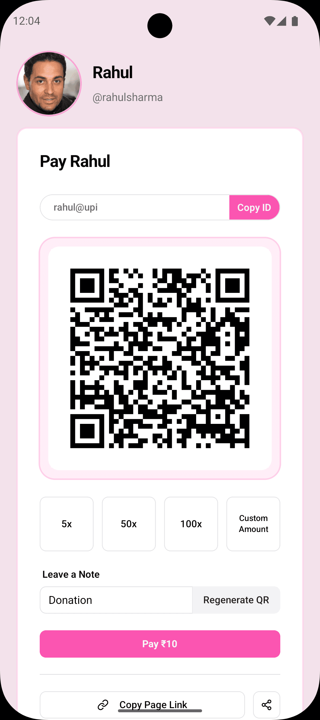 UPI Payment Mockup Pink